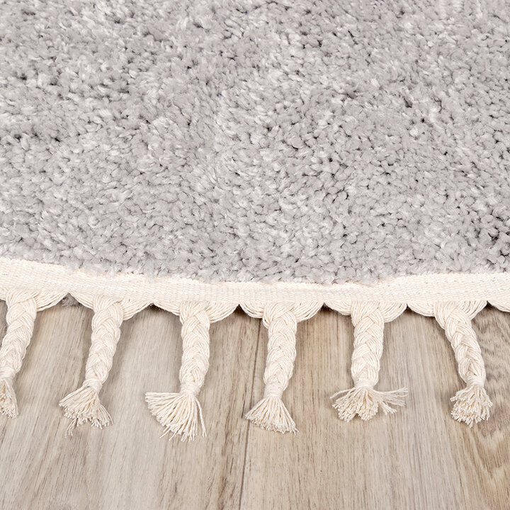 Tapis rond à poils longs - Lofty Fringe Gris Clair - 5