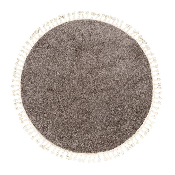 Tapis rond à poils longs - Lofty Fringe Taupe - 1
