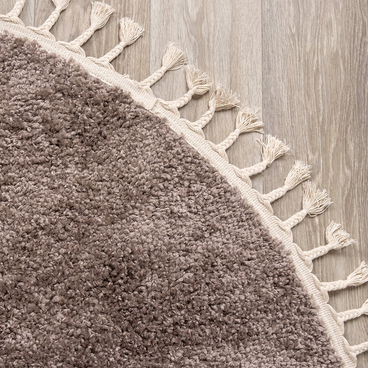 Tapis rond à poils longs - Lofty Fringe Taupe - 4