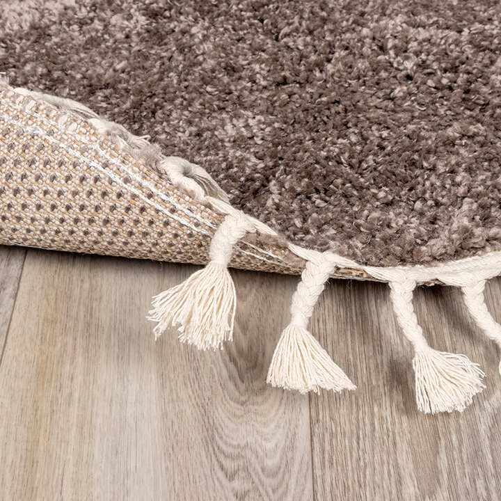 Tapis rond à poils longs - Lofty Fringe Taupe - 6