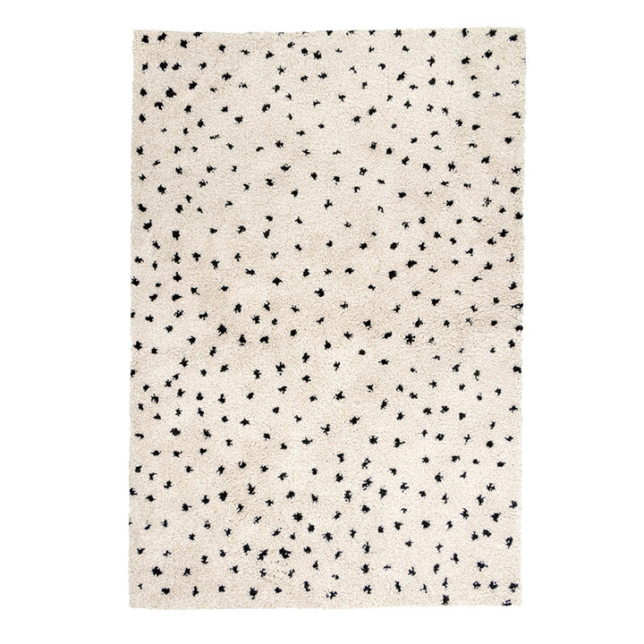 Tapis à poils longs - Grand Dots Crème/Noir - 1