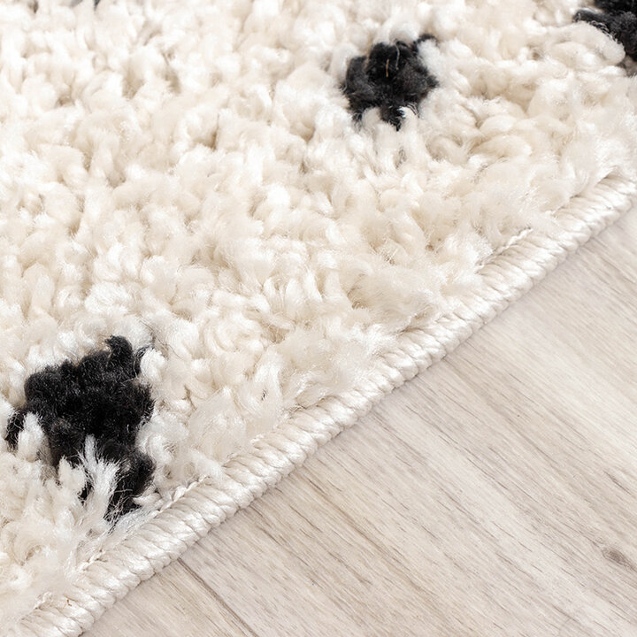 Tapis à poils longs - Grand Dots Crème/Noir - 5