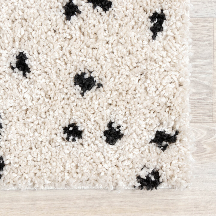 Tapis à poils longs - Grand Dots Crème/Noir - 6