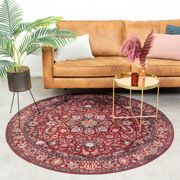 Tapis vintage rond - Imagine Medaillon Rouge