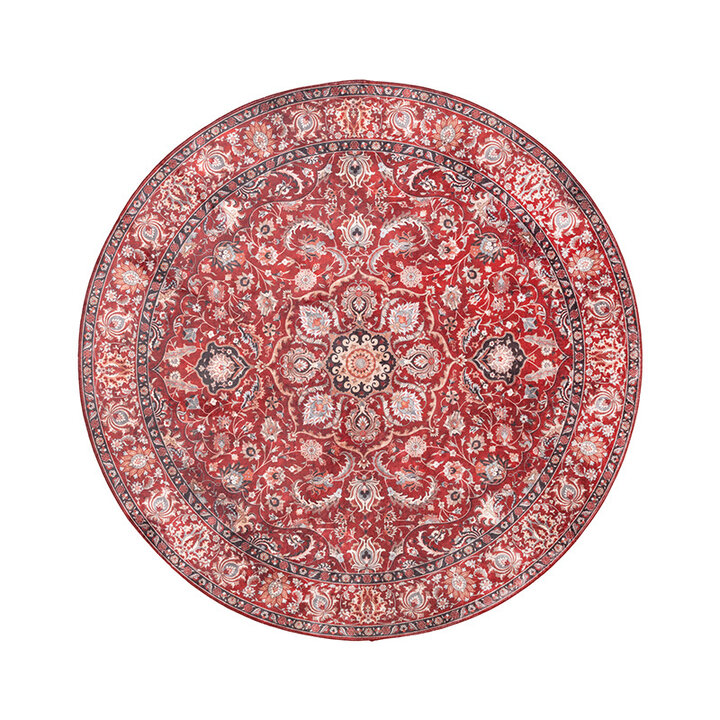 Tapis vintage rond - Imagine Medaillon Rouge - 1