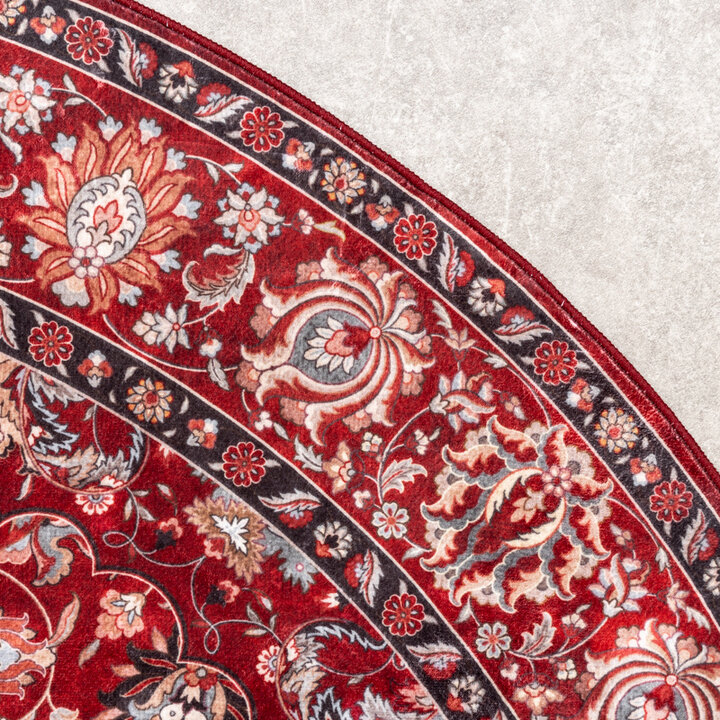 Tapis vintage rond - Imagine Medaillon Rouge - 4