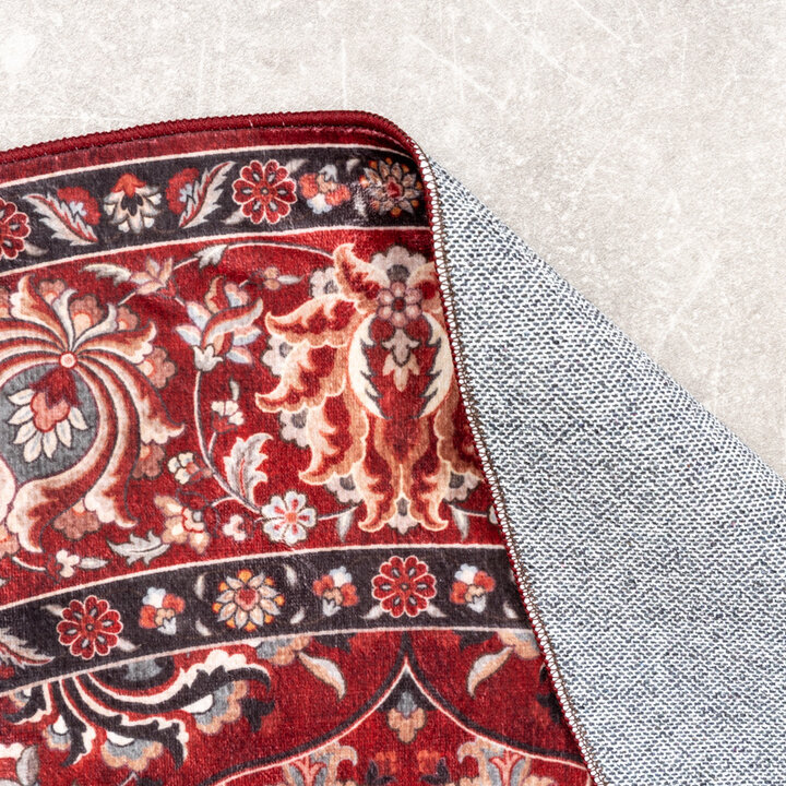 Tapis vintage rond - Imagine Medaillon Rouge - 5