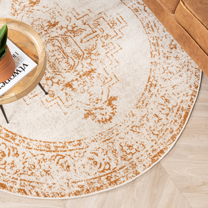 Tapis vintage rond - Spring Ethnic Crème/Terracotta - 3
