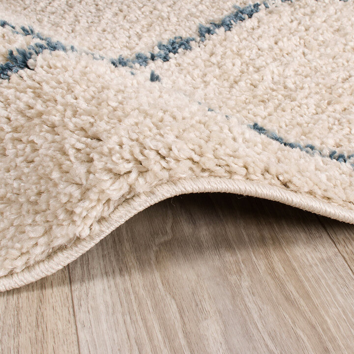 Tapis à poils longs - Grand Lines Crème/Bleu - 6