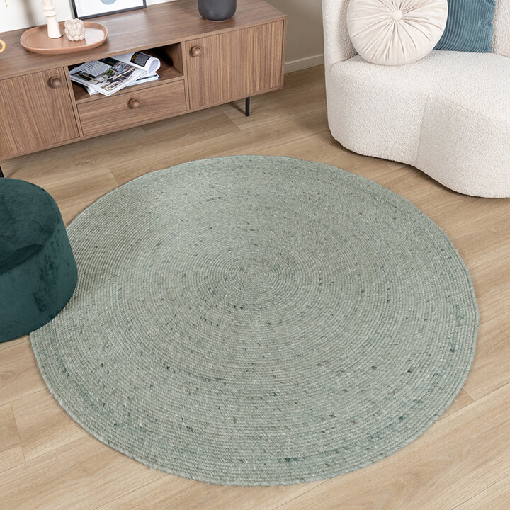 Tapis en laine rond - Wise Vert - 3