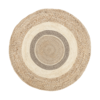 Tapis rond en jute - Mirai Border Blanc/Mélange - thumbnail 1