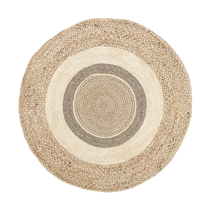 Tapis rond en jute - Mirai Border Blanc/Mélange - 1