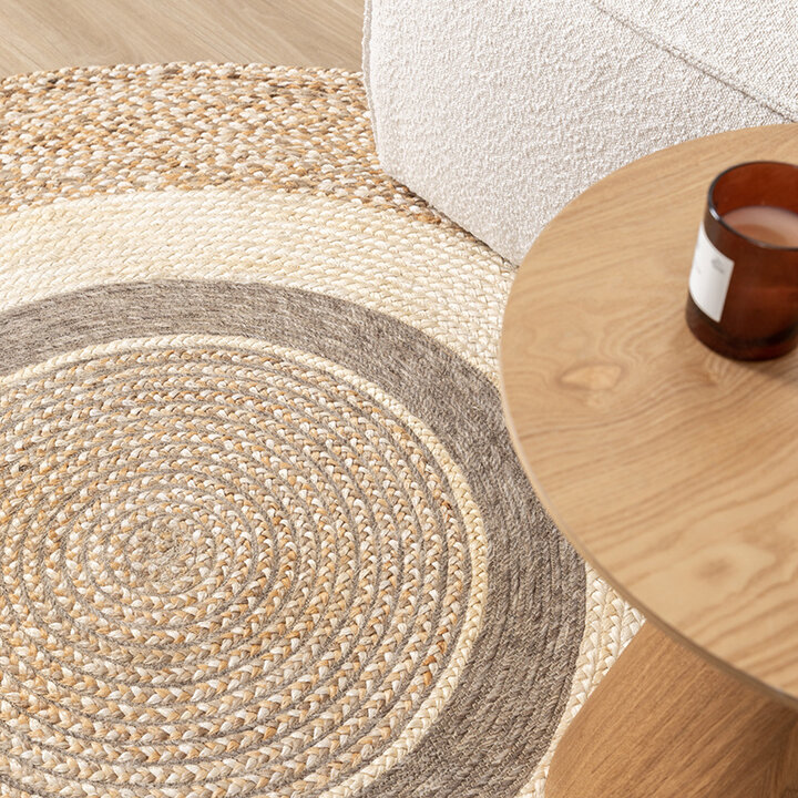 Tapis rond en jute - Mirai Border Blanc/Mélange - 2