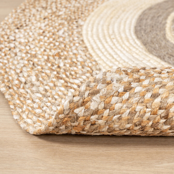 Tapis rond en jute - Mirai Border Blanc/Mélange - 5