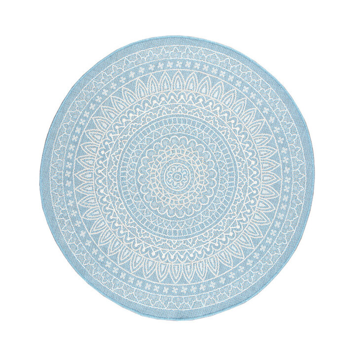 Tapis d'extérieur rond - Summer Azteca Bleu Clair - 1