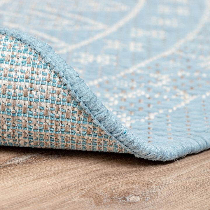 Tapis d'extérieur rond - Summer Azteca Bleu Clair - 6