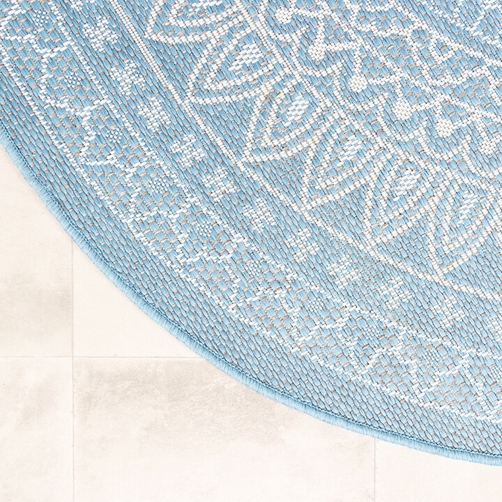 Tapis d'extérieur rond - Summer Azteca Bleu Clair - 7