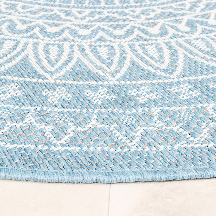 Tapis d'extérieur rond - Summer Azteca Bleu Clair - 8