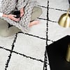 Tapis carré à poils longs - Grand Lines Crème/Noir - thumbnail 4