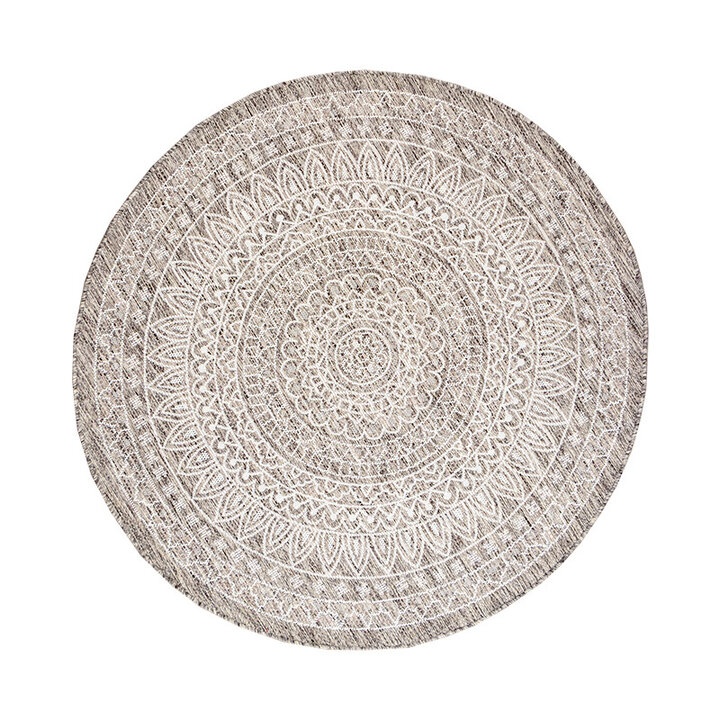 Tapis d'extérieur rond - Summer Azteca Gris Clair - 1