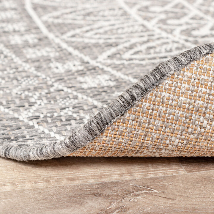 Tapis d'extérieur rond - Summer Azteca Gris Clair - 6