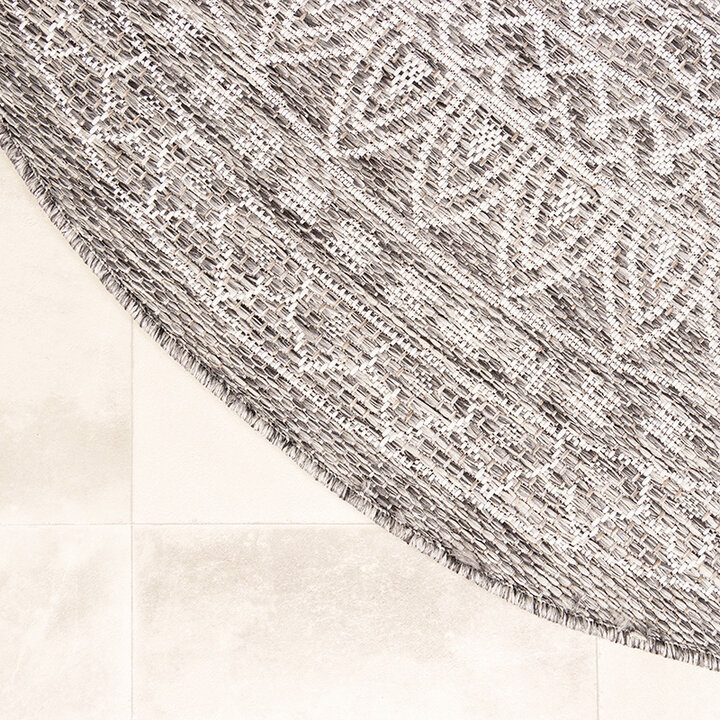 Tapis d'extérieur rond - Summer Azteca Gris Clair - 7