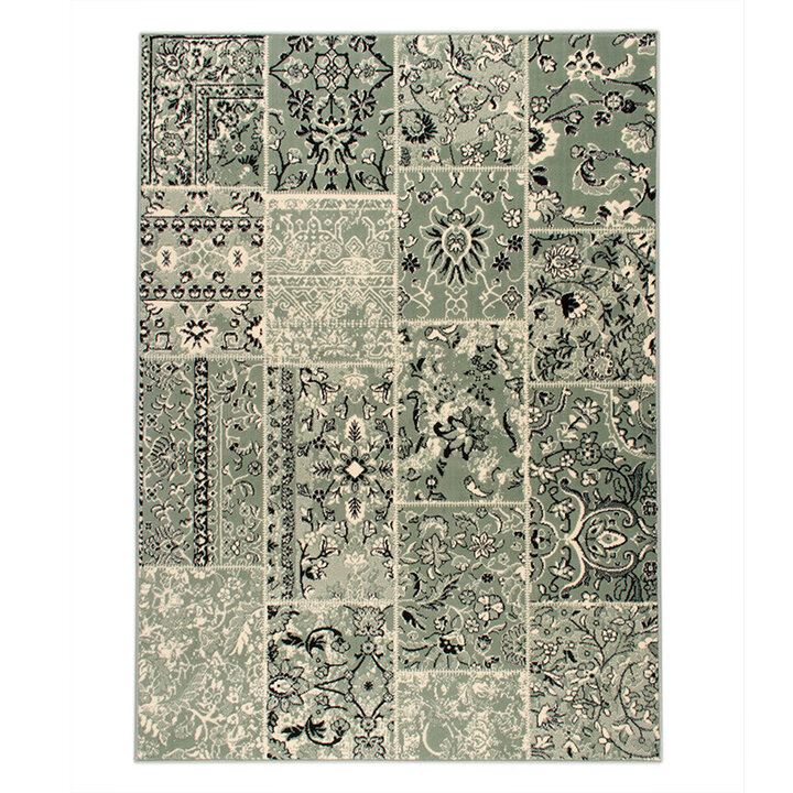 Tapis vintage - Wonder Patchwork Vert/Noir - 1