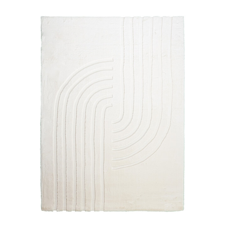 Tapis doux à poils longs - Carvy Curves Crème - 1