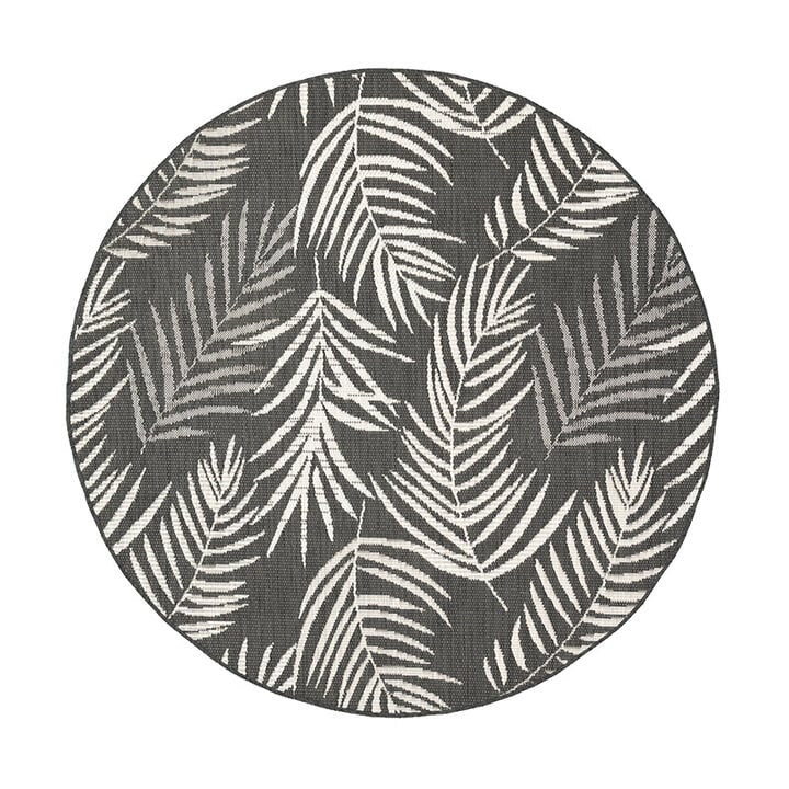 Tapis d'extérieur rond - Malta Leaves Noir - 1