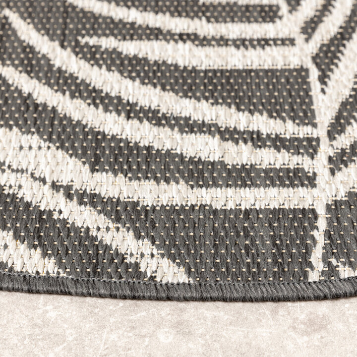 Tapis d'extérieur rond - Malta Leaves Noir - 6