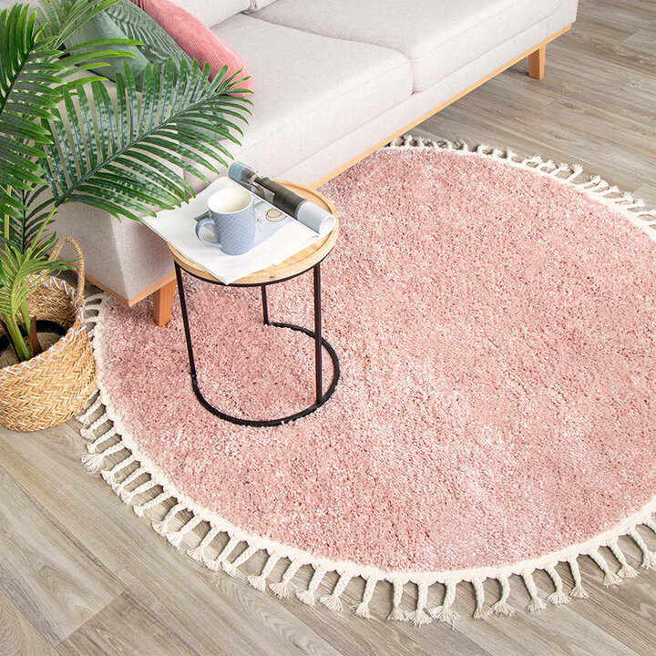 Tapis rond à poils longs - Lofty Fringe Rose - 3