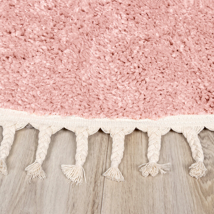 Tapis rond à poils longs - Lofty Fringe Rose - 5