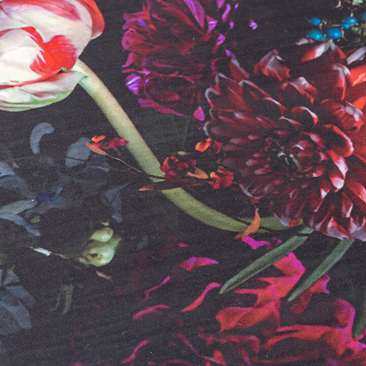 Tapis rond à fleurs - Florine Noir/Rose - 3