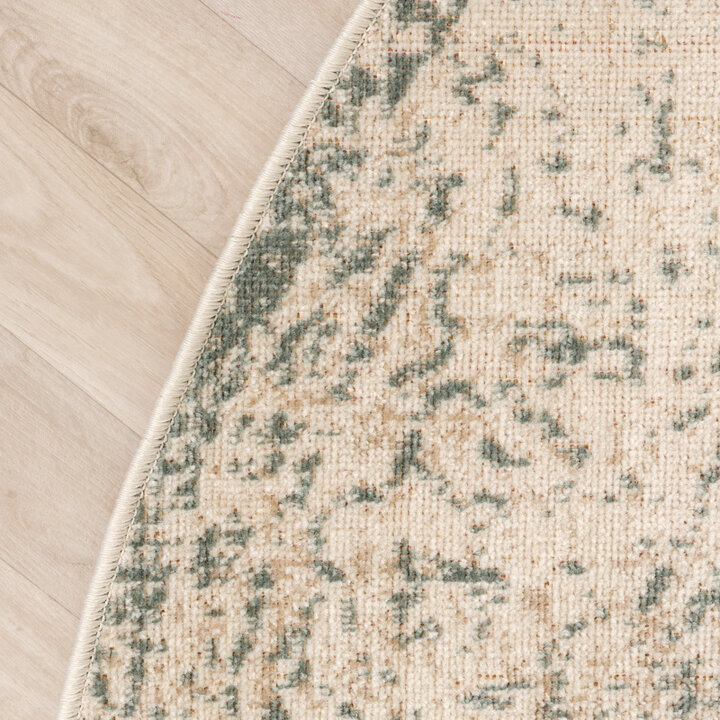Tapis vintage rond - Spring Ethnic Crème/Vert - 4