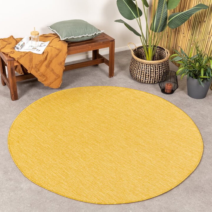Tapis d'extérieur rond - Costa Jaune Ocre