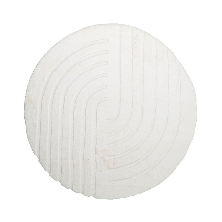 Tapis rond à poils longs - Carvy Curves Crème - 1