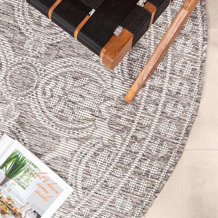 Tapis d'extérieur rond - Summer Oriental Gris Clair - 4