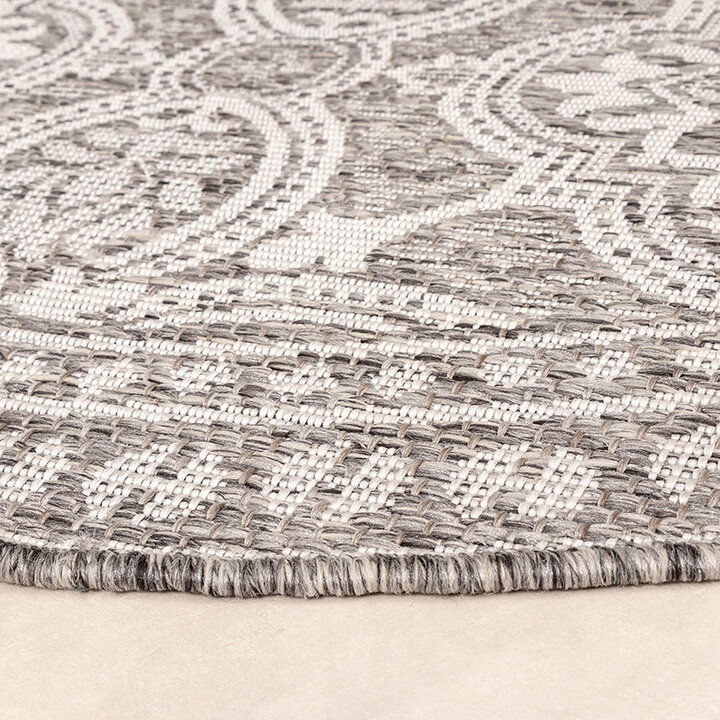 Tapis d'extérieur rond - Summer Oriental Gris Clair - 8