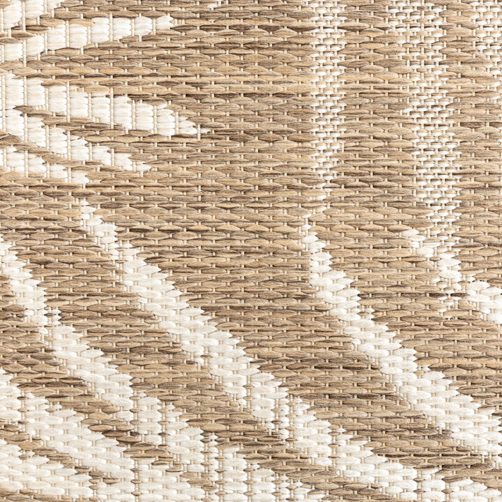 Tapis d'extérieur rond - Malta Leaves Naturel - 3
