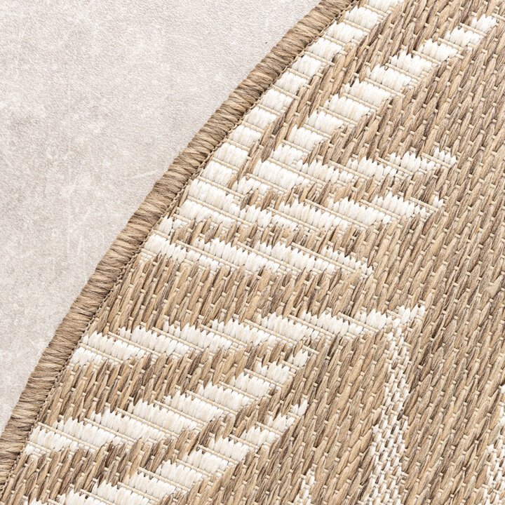 Tapis d'extérieur rond - Malta Leaves Naturel - 4