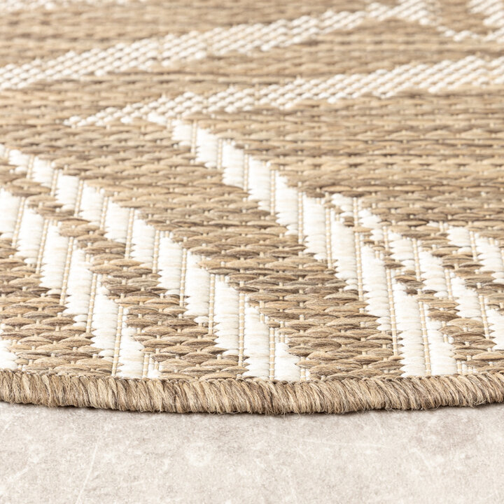 Tapis d'extérieur rond - Malta Leaves Naturel - 5