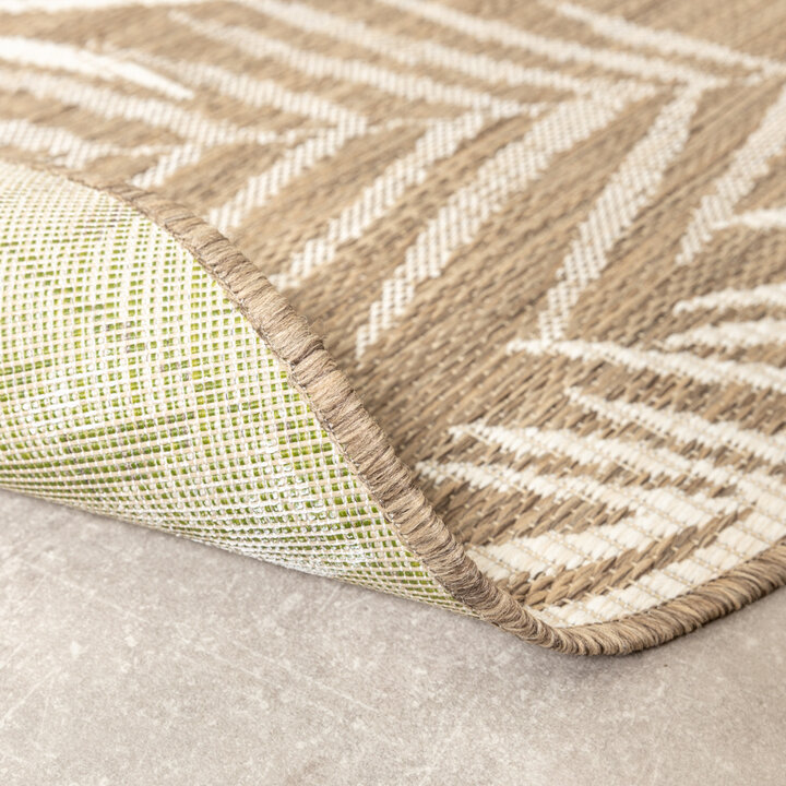 Tapis d'extérieur rond - Malta Leaves Naturel - 6