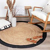 Tapis en jute - Fair Rond Naturel/Noir - thumbnail 3