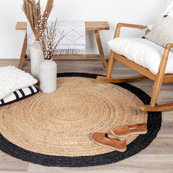 Tapis en jute - Fair Rond Naturel/Noir - 3
