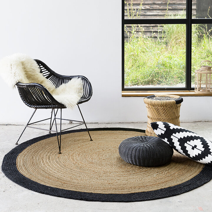 Tapis en jute - Fair Rond Naturel/Noir - 7