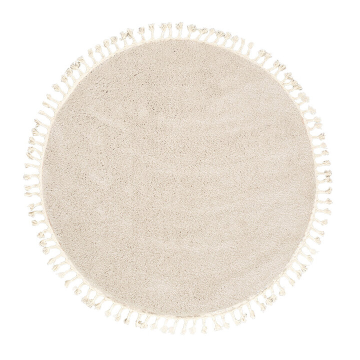 Tapis rond à poils longs - Lofty Fringe Crème/Blanc - 1