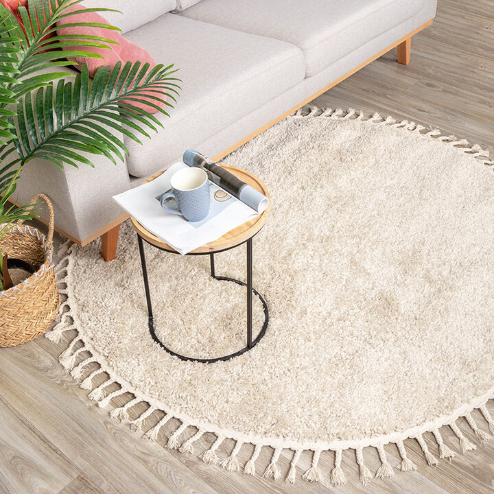 Tapis rond à poils longs - Lofty Fringe Crème/Blanc - 3