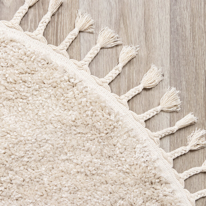 Tapis rond à poils longs - Lofty Fringe Crème/Blanc - 4