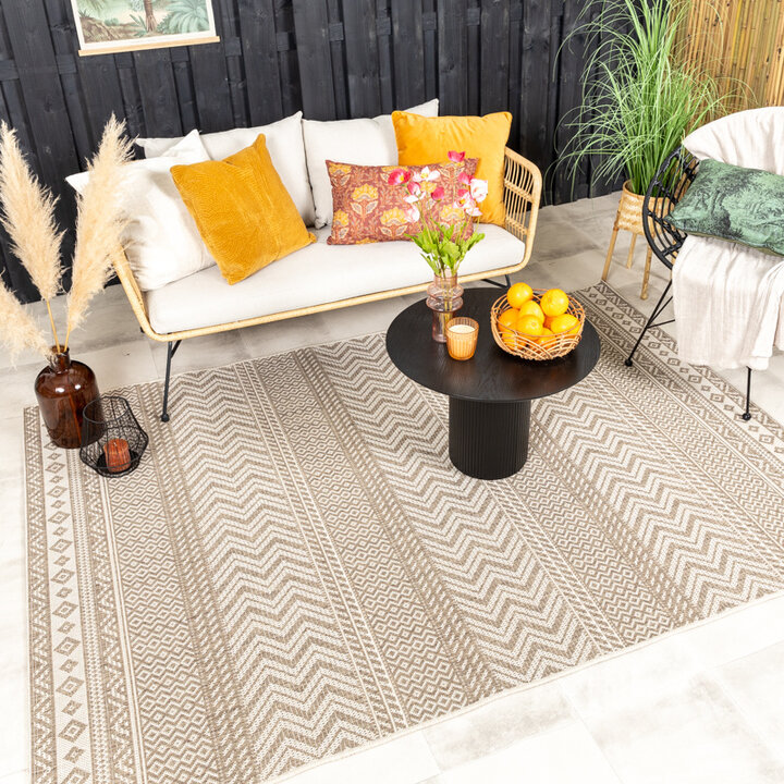 Tapis d'extérieur en jute - Nomad Aztec Crème - 4