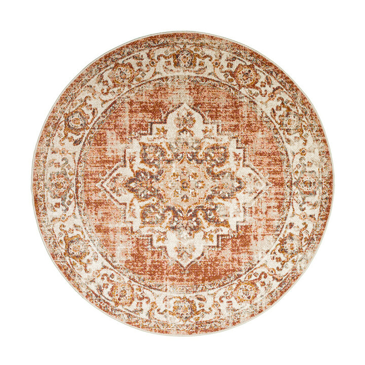 Tapis vintage rond - Spring Medaillon Terra/Crème - 1